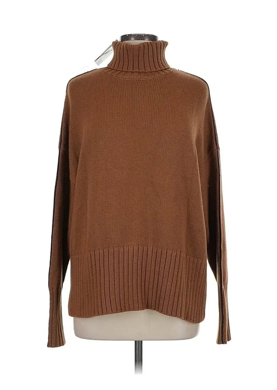NWT ANR Alp N Rock Funnel Turtle Neck Brown Cotton Fisherman Sweater M
